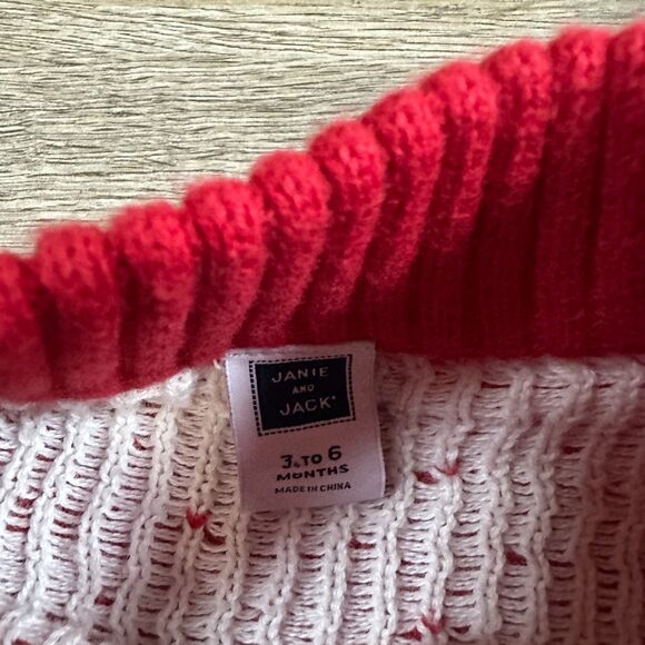 Janie and Jack Fair Isle Sweater Cape Baby Girl 3-6 months Red Christmas Holiday - Picture 2 of 3